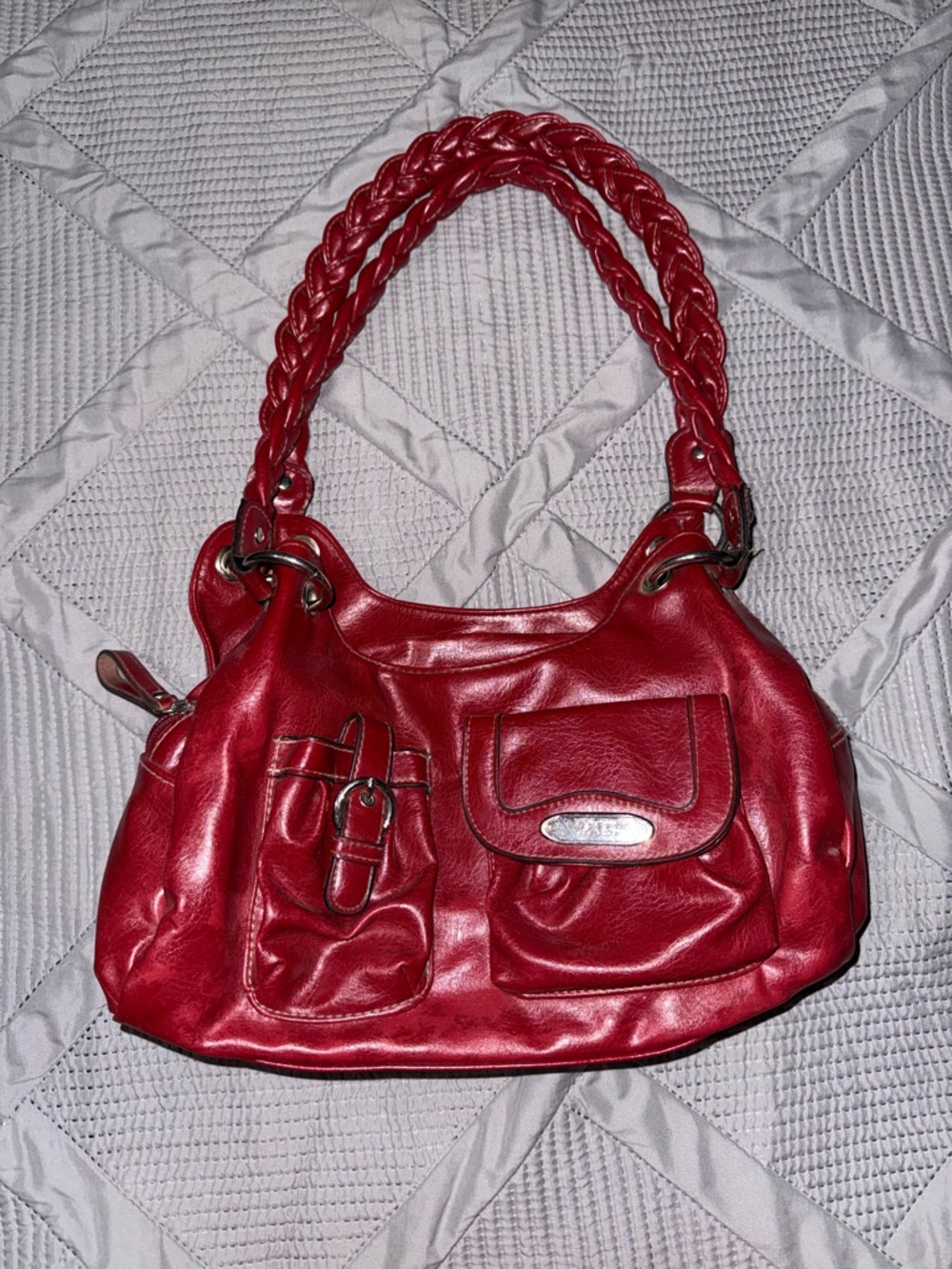 Vintage Y2K Rosetti Red Faux Leather Shoulder Bag